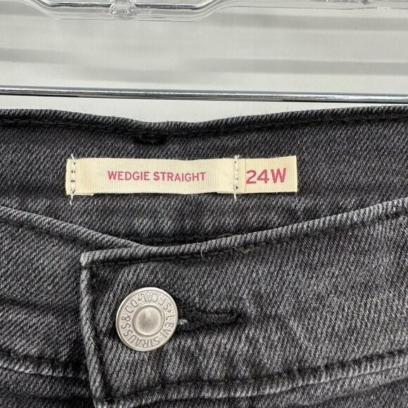 Levi's Wedgie Straight Jeans Plus Size 24W Cut and Dry Black Wash - Picture 4 of 6